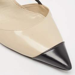 Pre Owned Prada Beige/Black Brushed Leather Slingback Pumps Size 40