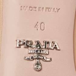 Pre Owned Prada Beige Leather Bow Pointed Toe Pumps Size 40