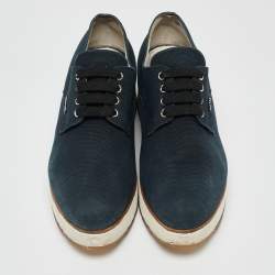 Prada Navy Blue Denim Platform Lace Up Sneakers Size 37
