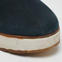 Prada Navy Blue Denim Platform Lace Up Sneakers Size 37