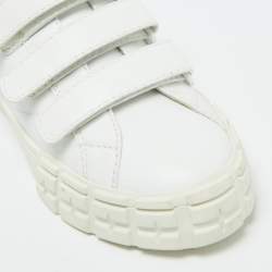 Pre Owned Prada White Leather Velcro Strap Low Top Sneakers Size 37.5