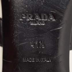 Pre Owned Prada White/Black Leather Mary Jane Flats Size 41.5 