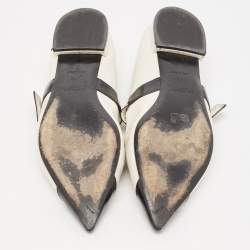 Pre Owned Prada White/Black Leather Mary Jane Flats Size 41.5 