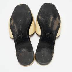 Prada Yellow Saffiano Leather Flat Slides Size 41