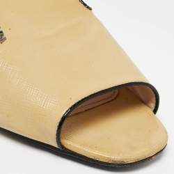 Prada Yellow Saffiano Leather Flat Slides Size 41