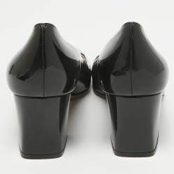 Prada Black Patent Leather Block Heel Pumps Size 38.5