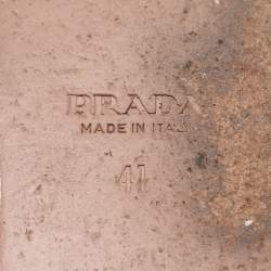 Prada Orange Saffiano Leather Embellished Flat Slides Size 41