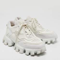Prada White Fabric and Rubber Cloudbust Thunder Low Top Sneakers Size 39.5