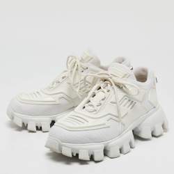 Prada White Fabric and Rubber Cloudbust Thunder Low Top Sneakers Size 39.5