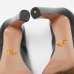 مملوكة مسبقًا Prada Black Leather Peep Toe Mary Jane Platform Pumps Size 37.5