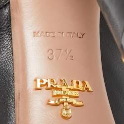 مملوكة مسبقًا Prada Black Leather Peep Toe Mary Jane Platform Pumps Size 37.5