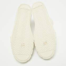 Prada Off White Canvas Gabardine High Top Sneakers Size 40