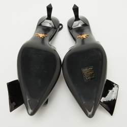 Prada Black Patent Leather Crystal Embellished Slingback Pumps Size 37