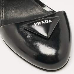 Prada Black Leather Round Toe Ankle Strap Sandals Size 38