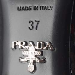 Prada Black Patent Leather Mary Jane Block Heel Pumps Size 37