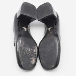 Prada Black Patent Leather Mary Jane Block Heel Pumps Size 37