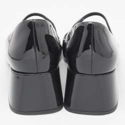 Prada Black Patent Leather Mary Jane Block Heel Pumps Size 37