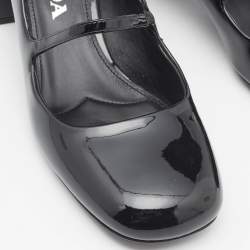 Prada Black Patent Leather Mary Jane Block Heel Pumps Size 37