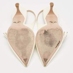 مملوكة مسبقًا Prada White Patent Leather Pointed Toe Slingback Pumps Size 36