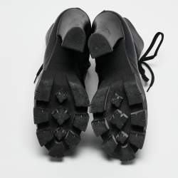 Prada Black Leather Monolith Ankle Boots Size 41