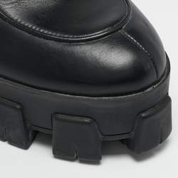 Prada Black Leather Monolith Ankle Boots Size 41