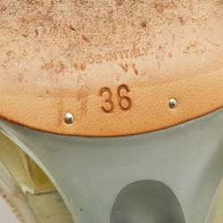 Prada Beige Canvas and PVC Clear Heel Platform Ankle Strap Sandals Size 36