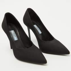 Prada Black Fabric Pointed Toe Pumps Size 36