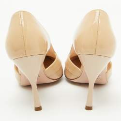Pre Owned Prada Beige Patent Leather D'orsay Pointed Toe Pumps Size 37