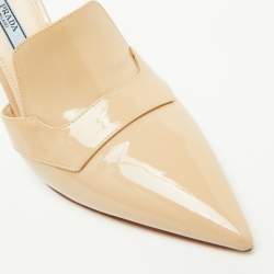 Pre Owned Prada Beige Patent Leather D'orsay Pointed Toe Pumps Size 37