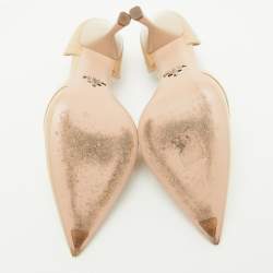 Pre Owned Prada Beige Patent Leather D'orsay Pointed Toe Pumps Size 37