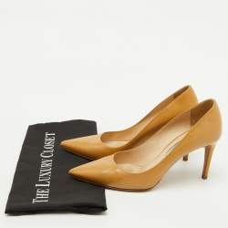 Prada Beige Patent Leather Pointed Toe Pumps Size 36.5