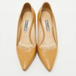 Prada Beige Patent Leather Pointed Toe Pumps Size 36.5