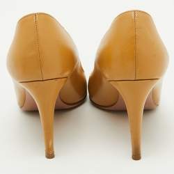 Prada Beige Patent Leather Pointed Toe Pumps Size 36.5