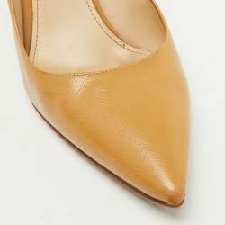 Prada Beige Patent Leather Pointed Toe Pumps Size 36.5