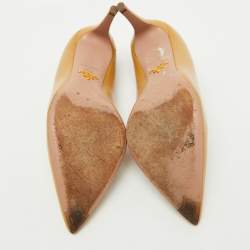 Prada Beige Patent Leather Pointed Toe Pumps Size 36.5