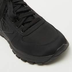 Prada Black Nylon Prax Logo Low Top Sneakers Size 37
