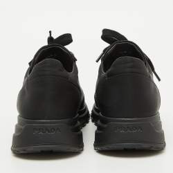Prada Black Nylon Prax Logo Low Top Sneakers Size 37