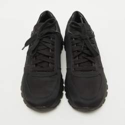 Prada Black Nylon Prax Logo Low Top Sneakers Size 37