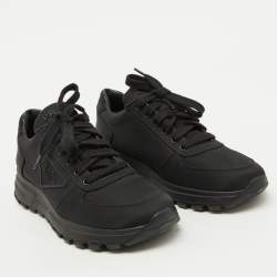 Prada Black Nylon Prax Logo Low Top Sneakers Size 37