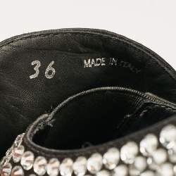 Prada Black Satin Crystals Slip On Loafers Size 36