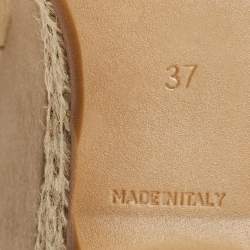 Prada Gold Beige Satin Embellished Slingback Wedge Sandals  Size 37