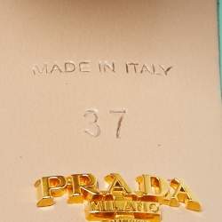 Pre Owned Prada Blue Patent Leather Floral Print Slide Sandals Size 37