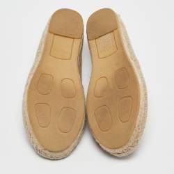 Pre Owned Prada Beige Flower Embroidered Canvas Flat Espadrilles Size 38