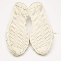 Prada White Canvas Cassetta Lace Up Sneakers Size 38