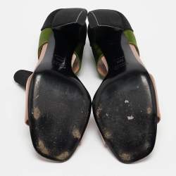 Prada Multicolor Satin Ankle Strap Sandals Size 38.5