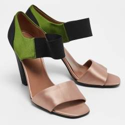 Prada Multicolor Satin Ankle Strap Sandals Size 38.5