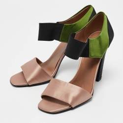Prada Multicolor Satin Ankle Strap Sandals Size 38.5