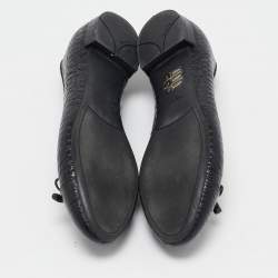 Prada Black Croc Embossed Leather Bow Ballet Flats Size 36.5