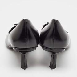 Pre Owned Prada Black Leather Bow Pointed Toe Pumps Size 40