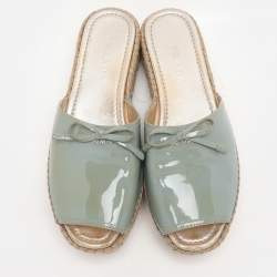 Prada Grey Patent Leather Platform Sandals Size 40